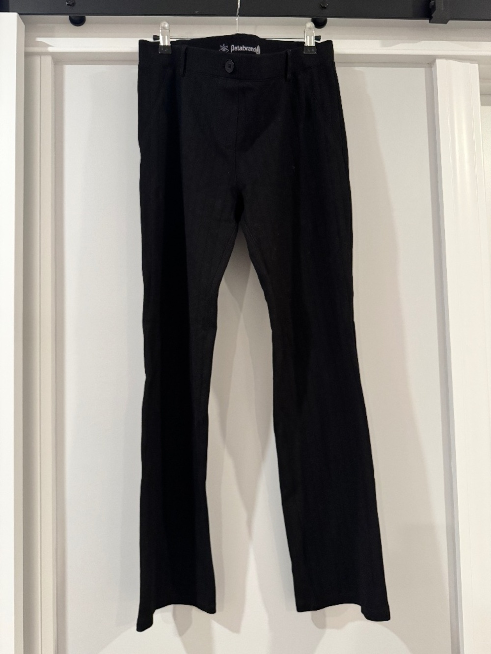 Betabrand Dress Pant Yoga Pant Charcoal Striped Size L